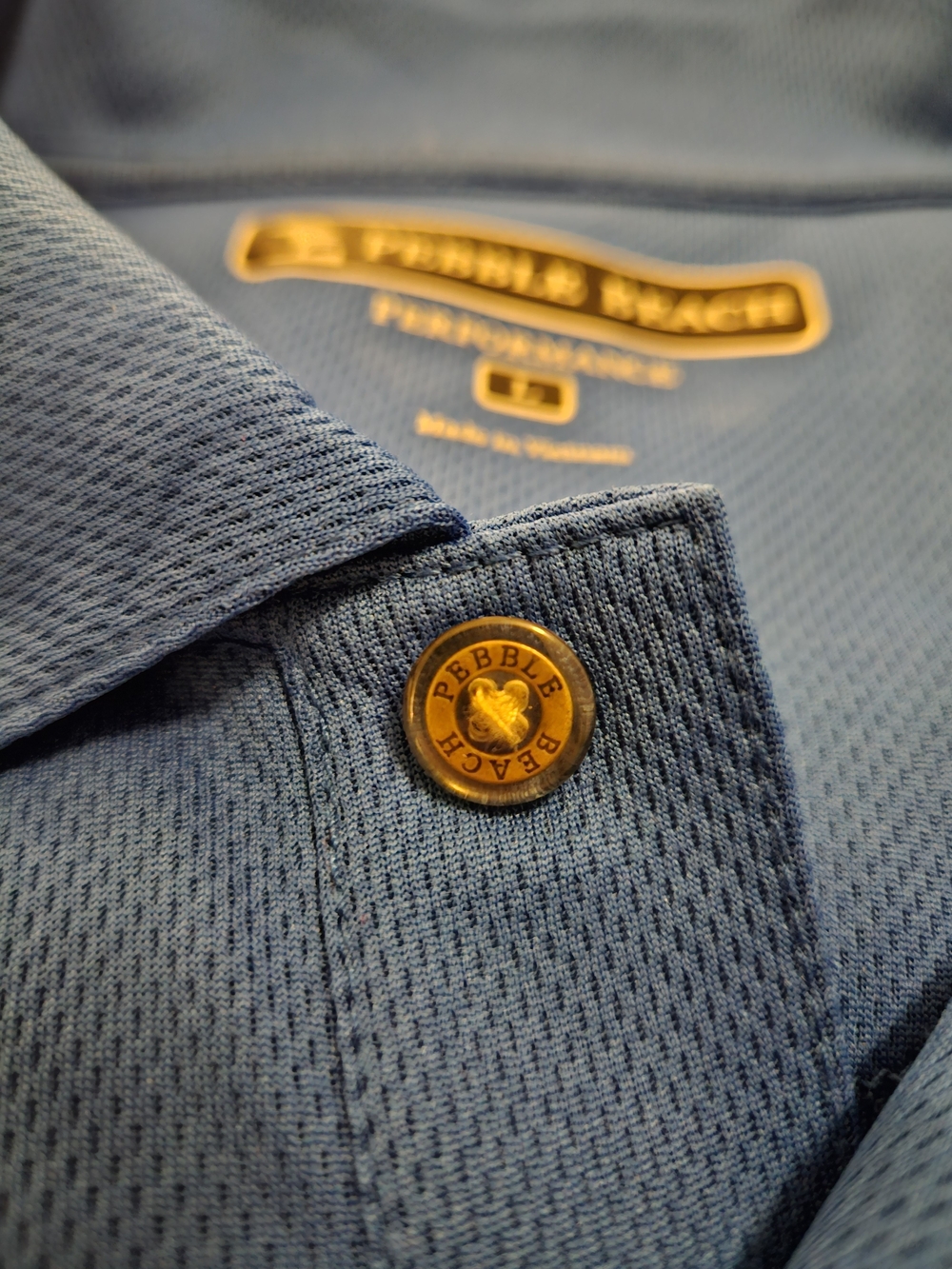 Pebble Beach Performance Golf Polo Men's Large Blue Stretch Short Sleeve Shirt - Picture 7 of 7